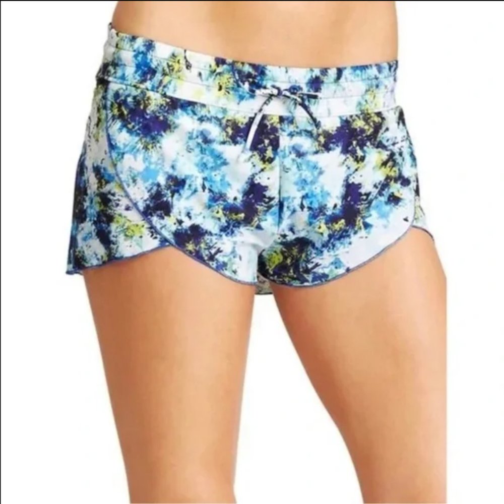 ATHLETA Tulip Wrap Front Swim Shorts with Built-in Bikini Briefs Navy White Pink - Picture 7 of 7